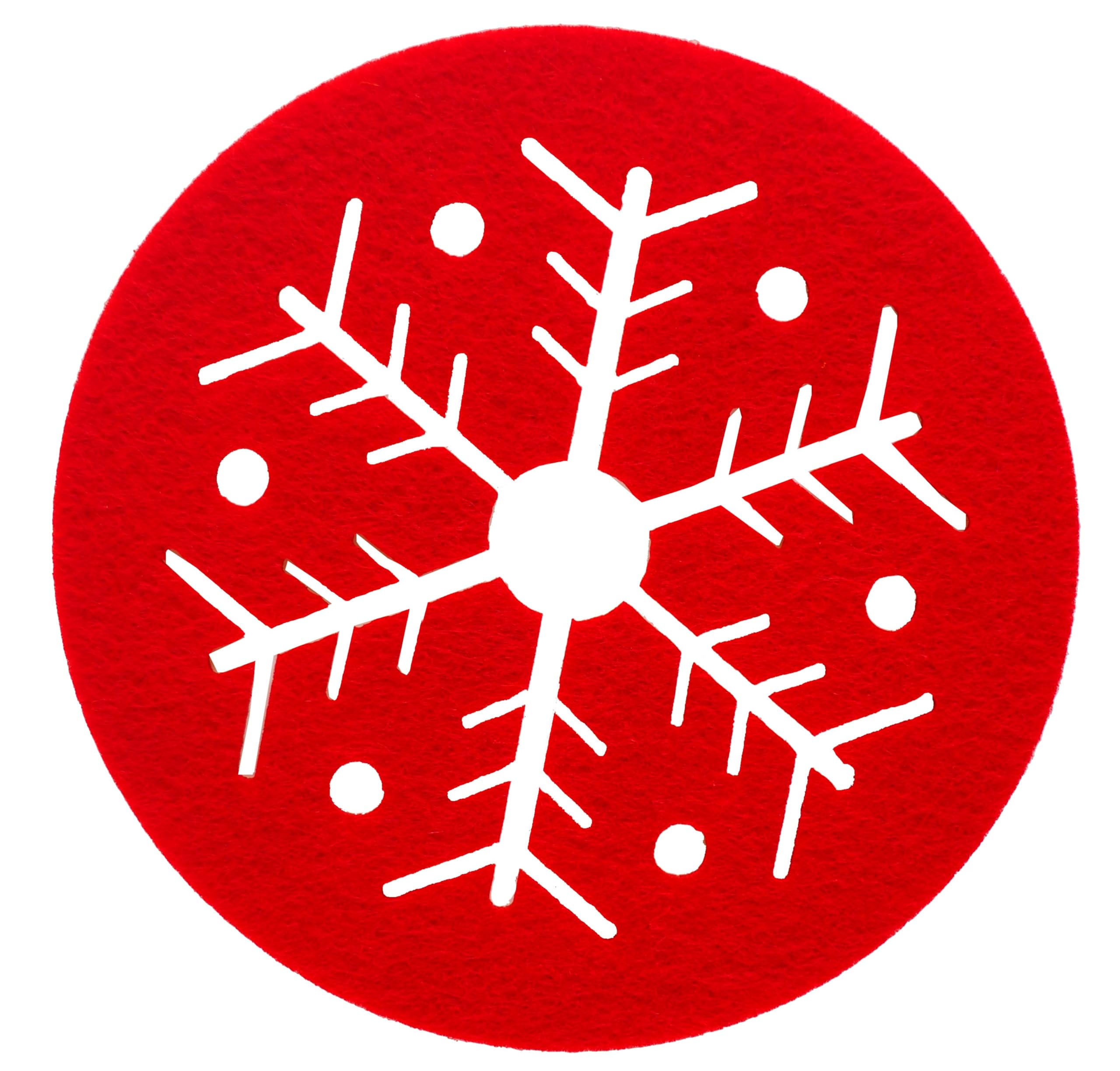 Bwg Red Felt Christmas Coasters With Snowflake Design - Set Of 8