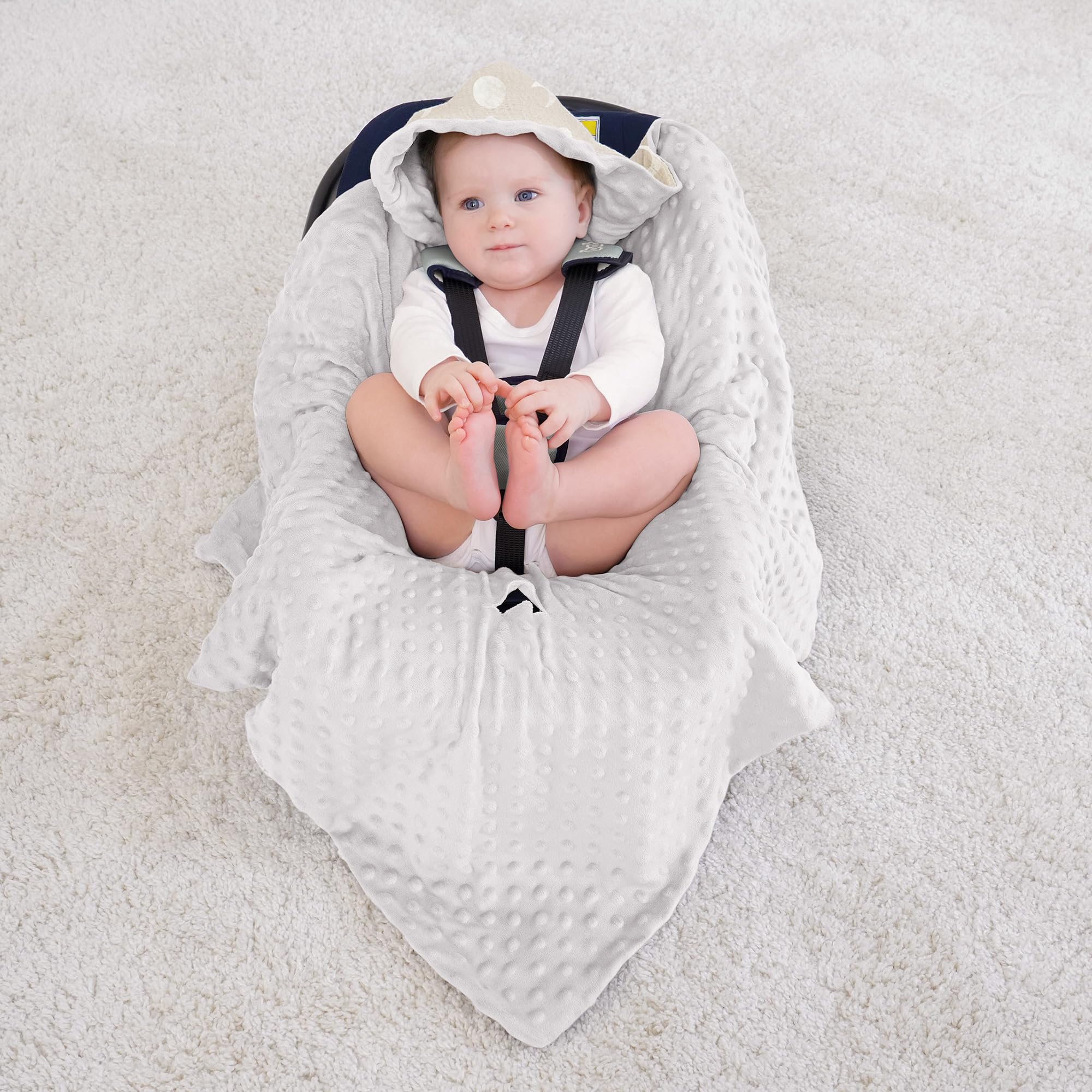 Bearmoss Manta de algodón para bebés recién Nacidos, Suave Manta para Gatear para niños, Muselina, Manta para Dormir para niños pequeños, niñas, niños, 90 x 90 cm (Luna Albaricoque)