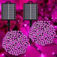 Vista 13 de Guirnalda de luces solares azules impermeables para exteriores, paquete de 2 unidades de 144 pies, 400 LED con 8 modos de impermeabilidad IP44