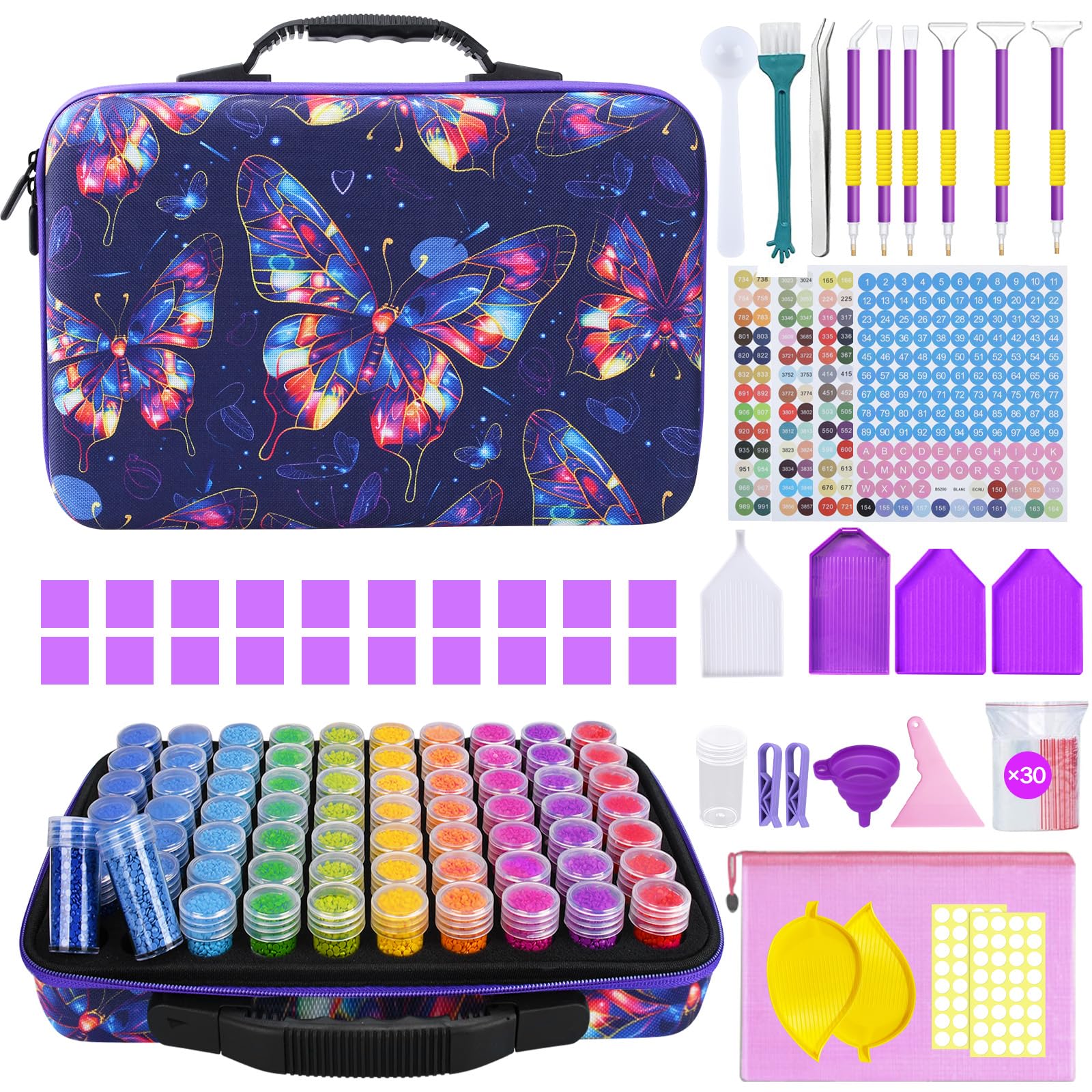 Diamond Painting Kit Completo,70 Slots Diamond Painting Accessori,Pittura Diamante Kit 5D e Strumenti di Pittura Diamante per DIY,Unghie,Gioielli,Artigianato e Punto Croce