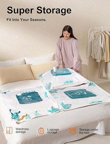 Miniatura 6 de Bolsas de almacenamiento al vacío con bomba de aire eléctrica y bomba de mano, paquete de 12 (2 jumbo, 2 grandes, 2 medianas, 2 pequeñas, 4 bolsas