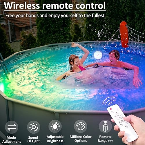 Miniatura 2 de Luces LED de piscina para piscinas sobre el suelo con control remoto, luces subacuáticas regulables de color RGB de 10 W, luces de piscina