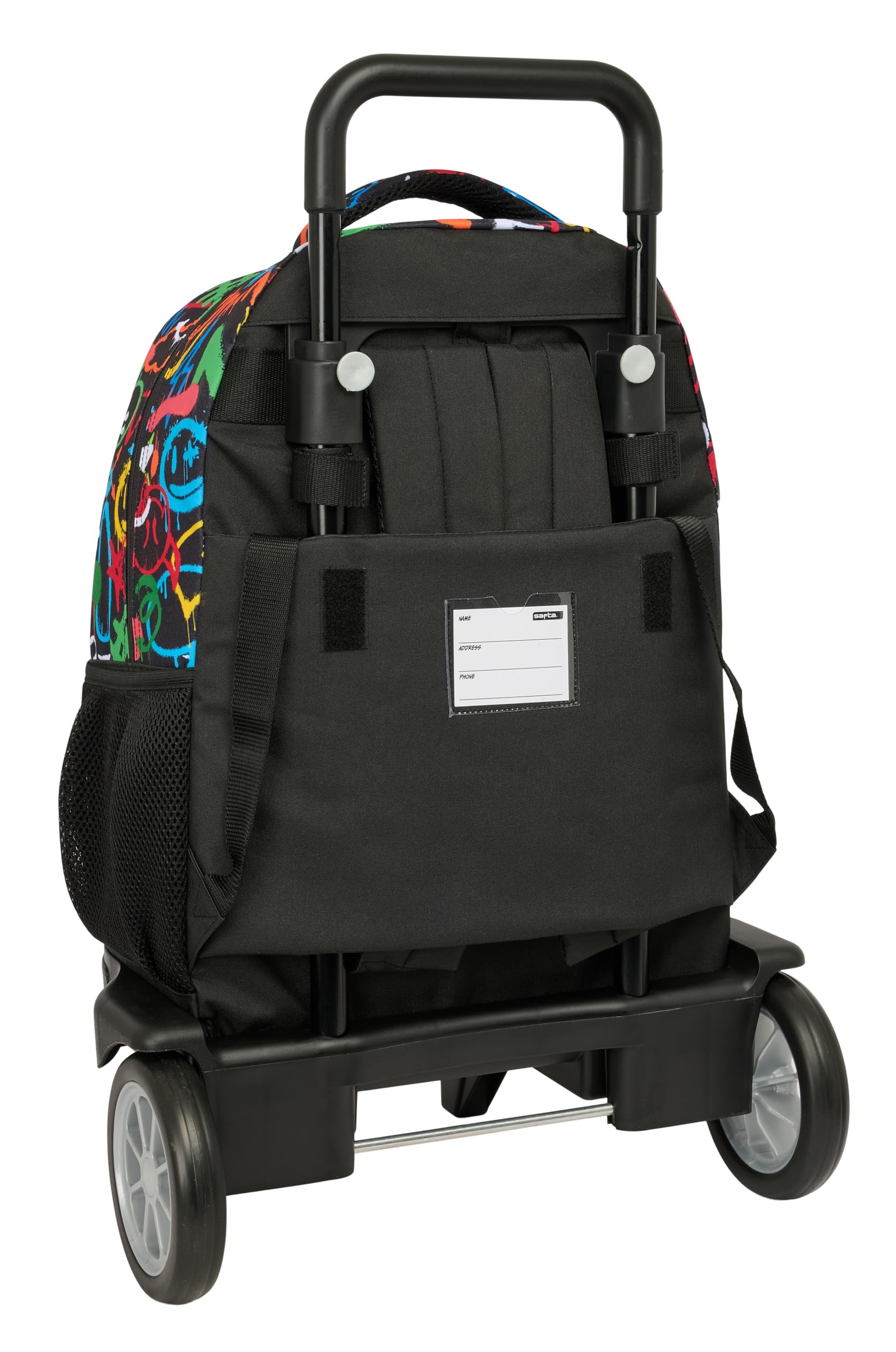 SAFTA GRAFFITI COLORS - Mochila Grande con Ruedas, Compact Evolución, Extraíble, Ideal para Niños de Diferentes Edades, Cómoda y Versátil, Calidad y Resistencia, 33x22x45 cm