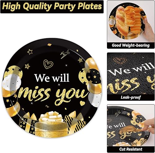 Miniatura 3 de 50 invitados te extrañaremos platos y servilletas, suministros para fiesta, decoración de fiesta de despedida, juego de vajilla de papel desechable