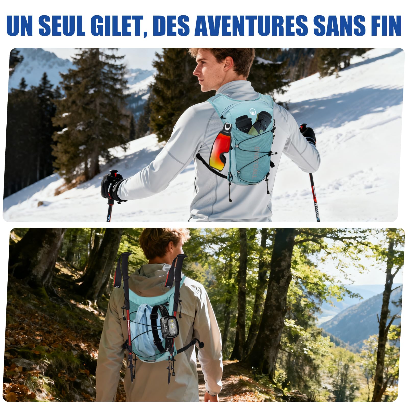 Gilet Hydratation Running Femme Est Un Gilet Course à Pied pour Trail et Randonnée, avec Poche à Eau 2L TPU et Flasque 500ml, Léger et Respirant pour Un Confort Optimal sans Rebond