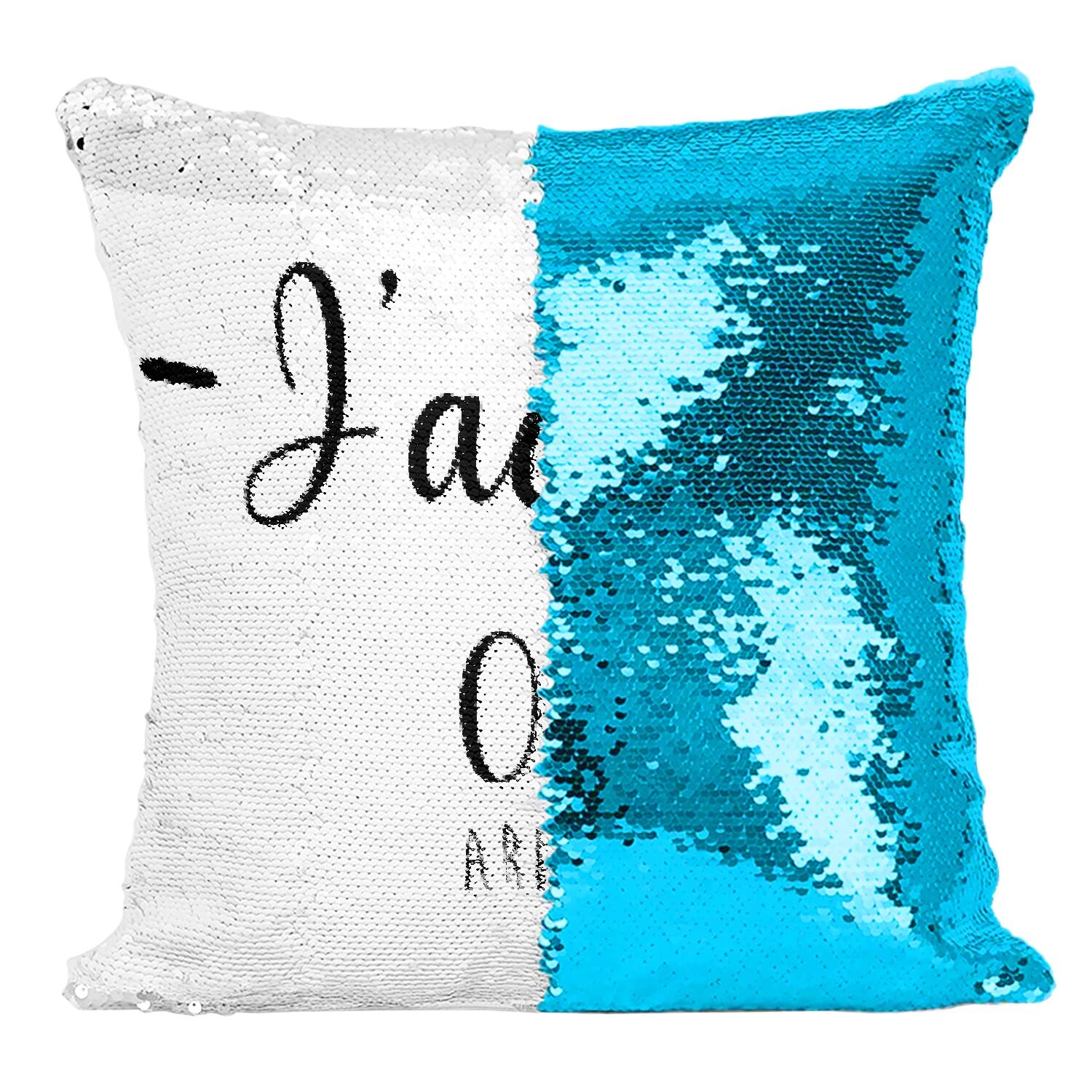 Coussin Sequin Turquoise J'adore 09 Ariege aux Finitions Soignées pour Canapé