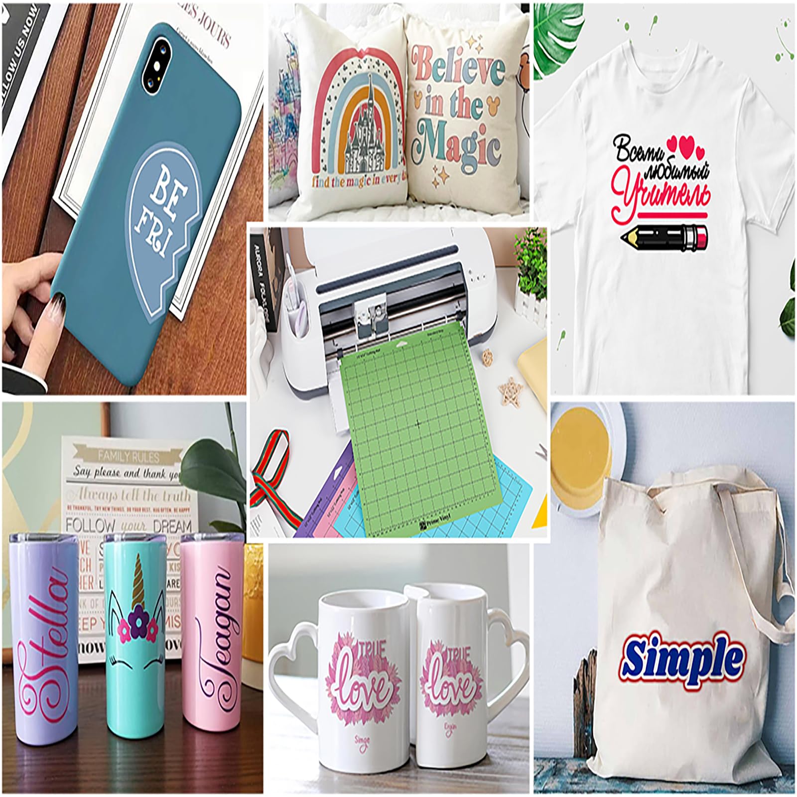 Prime Vinyl 6 piezas Tapete de corte de 30.5 x 30.5 cm pulgadas para Adhesive Mat, Múltiples Adhesivo Tapetes de corte para Silhouette Cameo