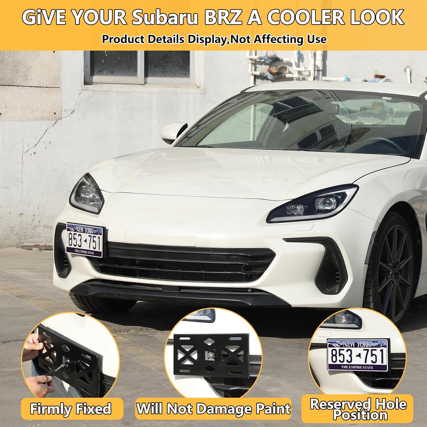 Front Bumper Tow Hook License Plate Mount Bracket for Subaru BRZ 2021-2024,No Drill Tow Bumper Tow Hole Hook License Plate Mount Adapter Relocation Kit Accessories (BRZ 2021-2024)