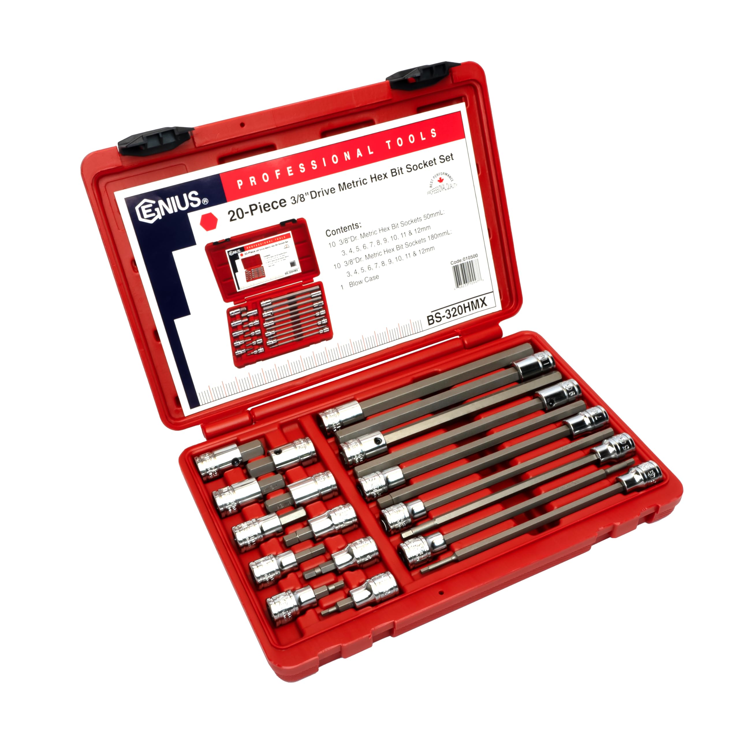Genius Tools bs-320hmx 3/20,3 cm Drive Metrisches Bit Stecknuss Satz, 20