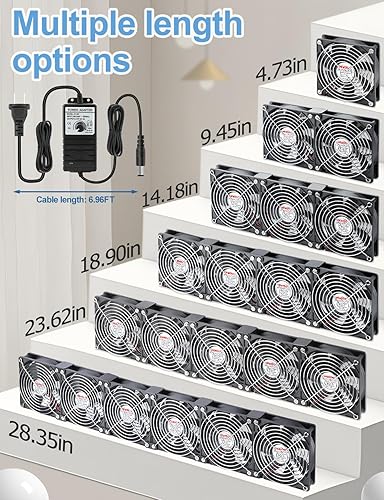 Miniatura 6 de Wathai Ventilador de computadora de caja pequeña de 4.724 in x 6 con enchufe de CA, bola doble con controlador de velocidad variable para rack de