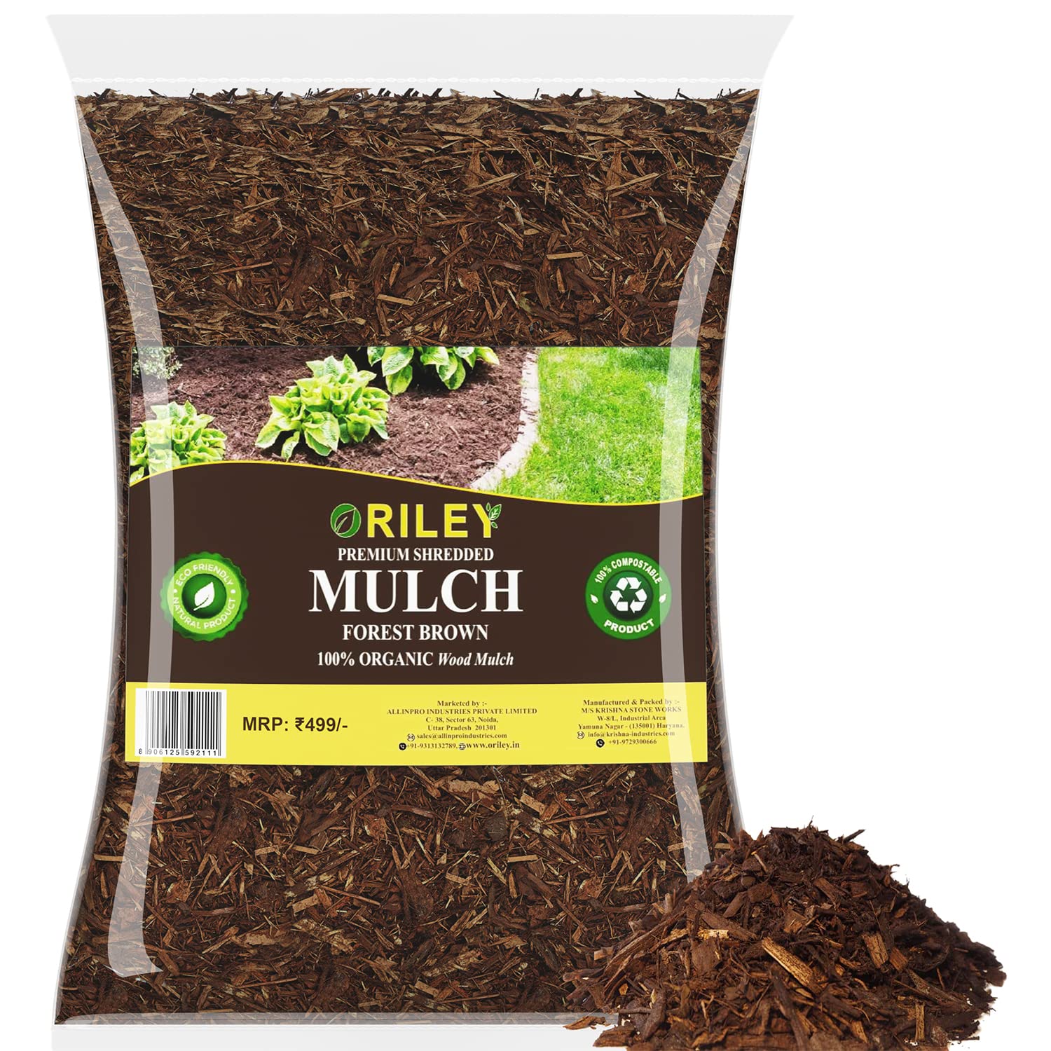 Oriley 100% Natural Mulch (4 Kg) Wooden Manure Forest Brown Lakdi Ki Khad/Bura Wood Compost for Garden Organic Farm Plant Growth Landscaping Mulching (Pack of 1) (B0BWS3HFSY) Amazon Price History, Amazon Price Tracker
