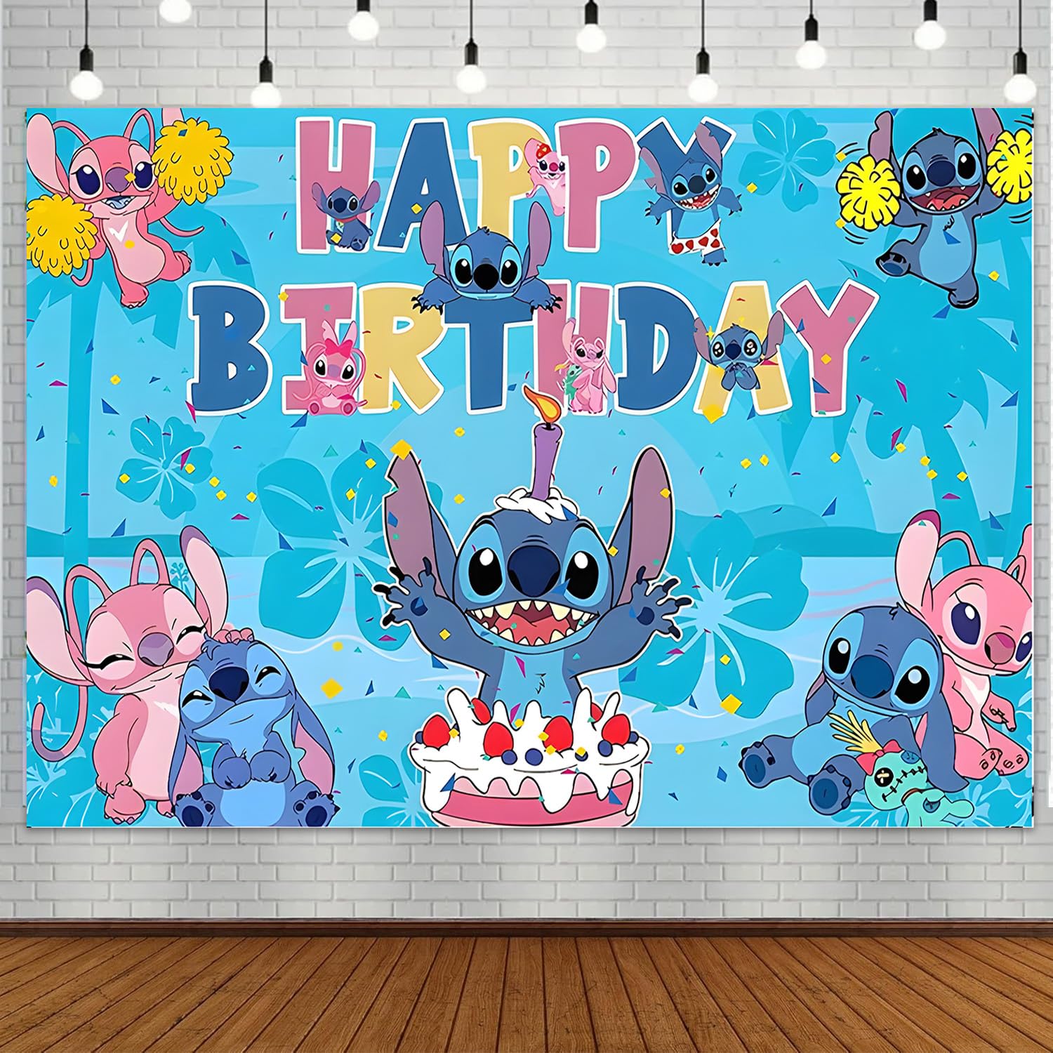 Cartoon Birthday Decorations, Cute Happy Birthday Banner Backdrop, Banner Shoot Photo Backgrounds Props, Blue Party Supplies for Boys (5x3ft)