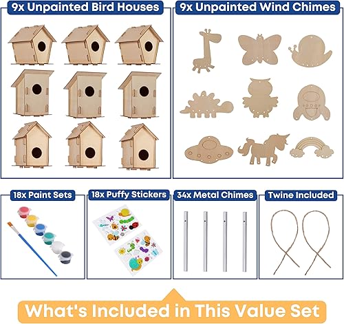 Miniatura 8 de 12 kits de casa de pájaros para que los niños construyan - Kits de casa de pájaros de madera para que los niños pinten - Casas de pájaros de madera
