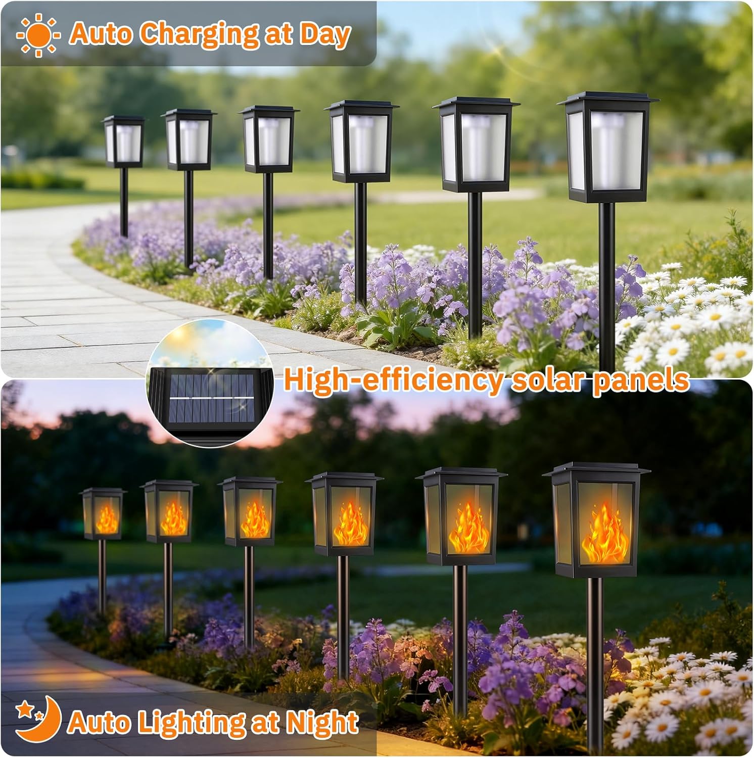 KYEKIO Large Size & Gen2 Flickering Flame Solar Torch Lights, 6Pack Solar Lights Outdoor Waterproof for Outdoor Decor, Garden Lights Solar Powered, Tiki Torches for Outside Pathway Patio Yard Decor