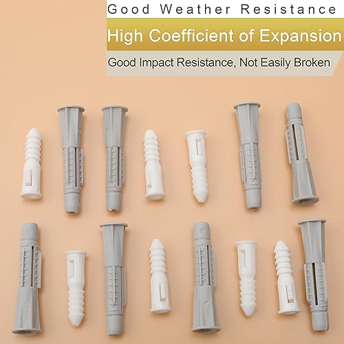 Miniatura 5 de Kit surtido de tornillos de madera de alta dureza y anclajes de pared de plástico, 203 tornillos de cabeza plana Phillips de 12 a 1-12 pulgadas y 30