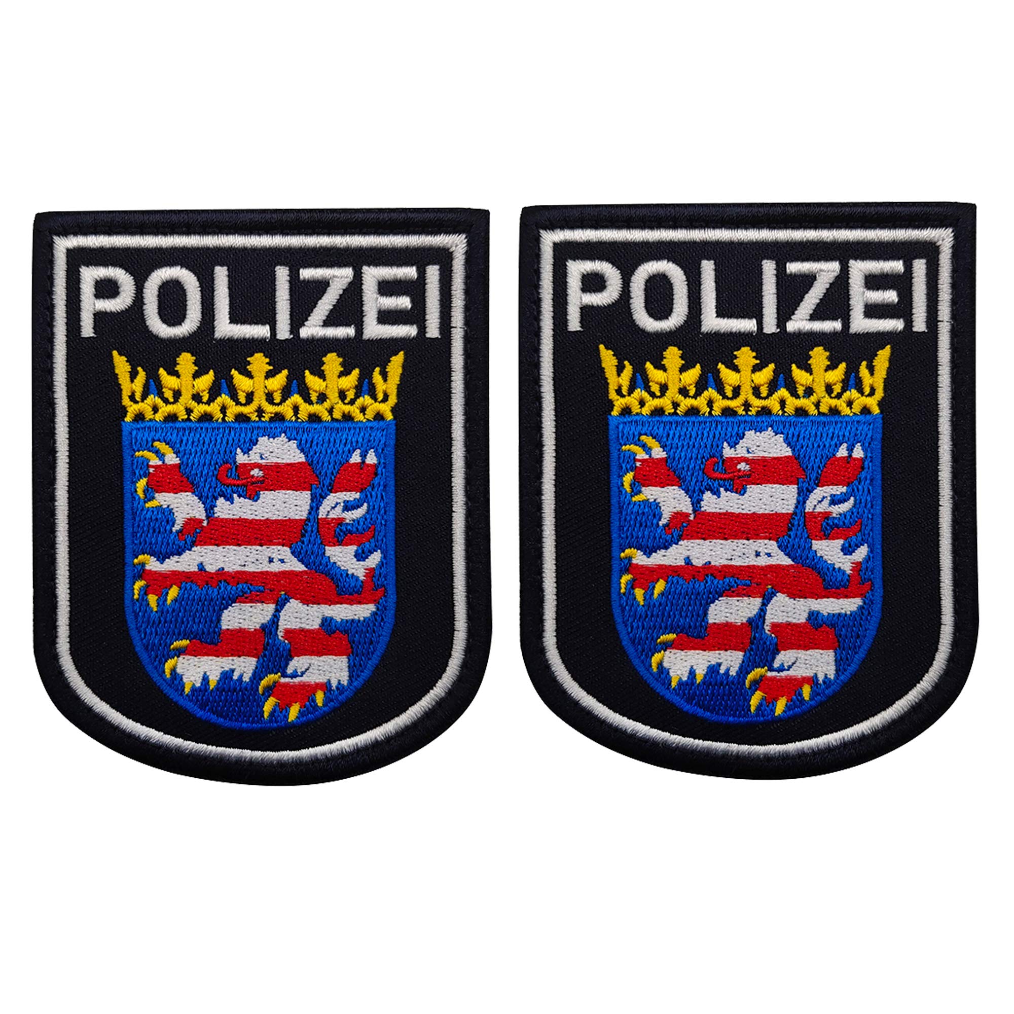 2 Pack Polizei Patch Embroidered Patch - Germany Flag Federal German Police Milltary Tactical Morale Badages Appliques - Fastener Hook and Loop Backing (e)