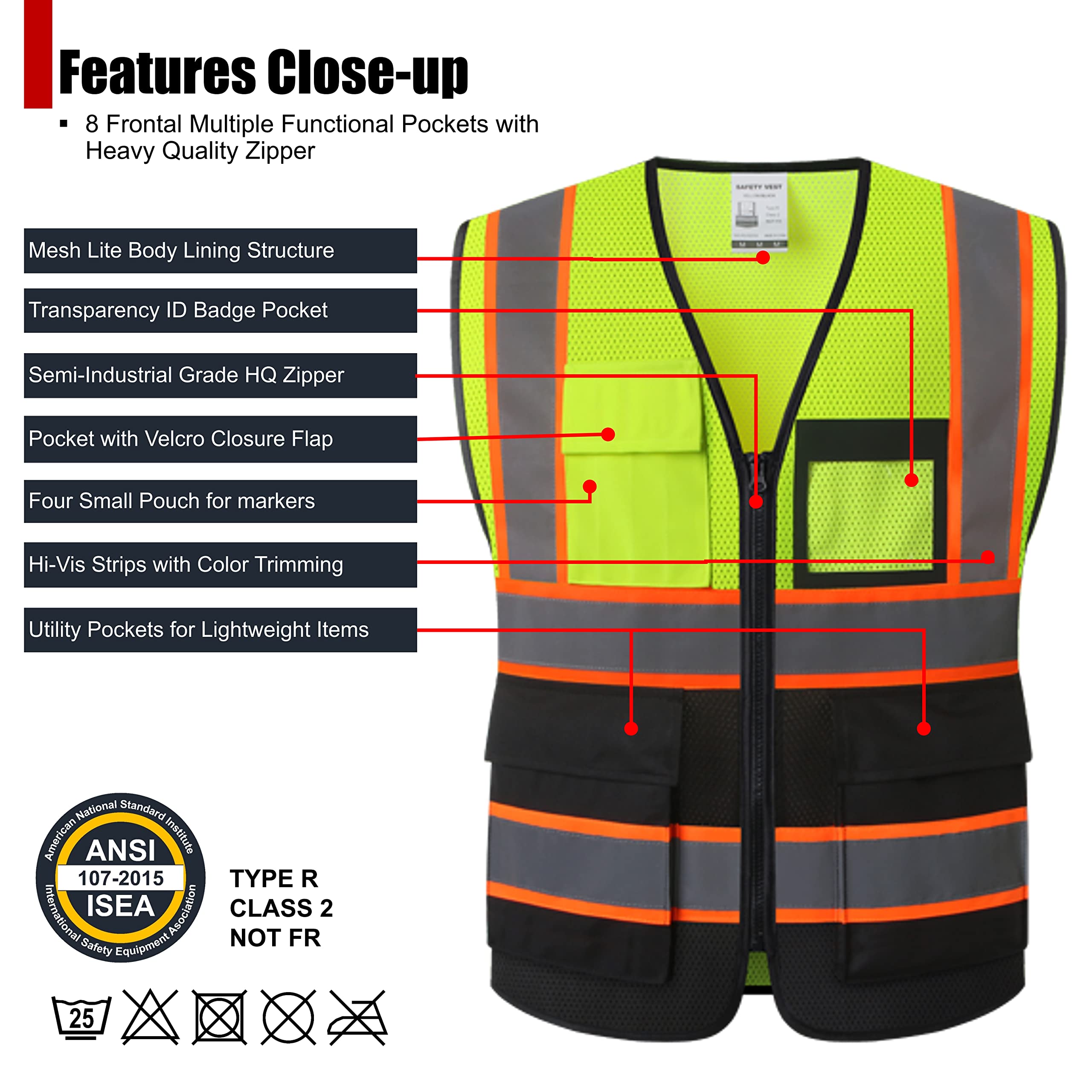 Amazon Vest M/Lサイズ HATAUNKI Reflective Safety Vest for Men Women Hi Vis Vest