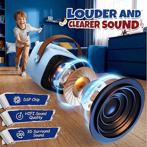 Miniatura 3 de YLL Mini máquina de karaoke para niños, altavoz portátil con 2 micrófonos inalámbricos, los mejores juguetes de Navidad y cumpleaños 2025, regalos