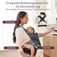 Momcozy Ergonomikus Babahordozó - 3-20 kg, Könnyű, Kényelmes, Csillagos Éjszaka Mintával, Szabadkezes Szülőséghez, Egyszerű Használat 4