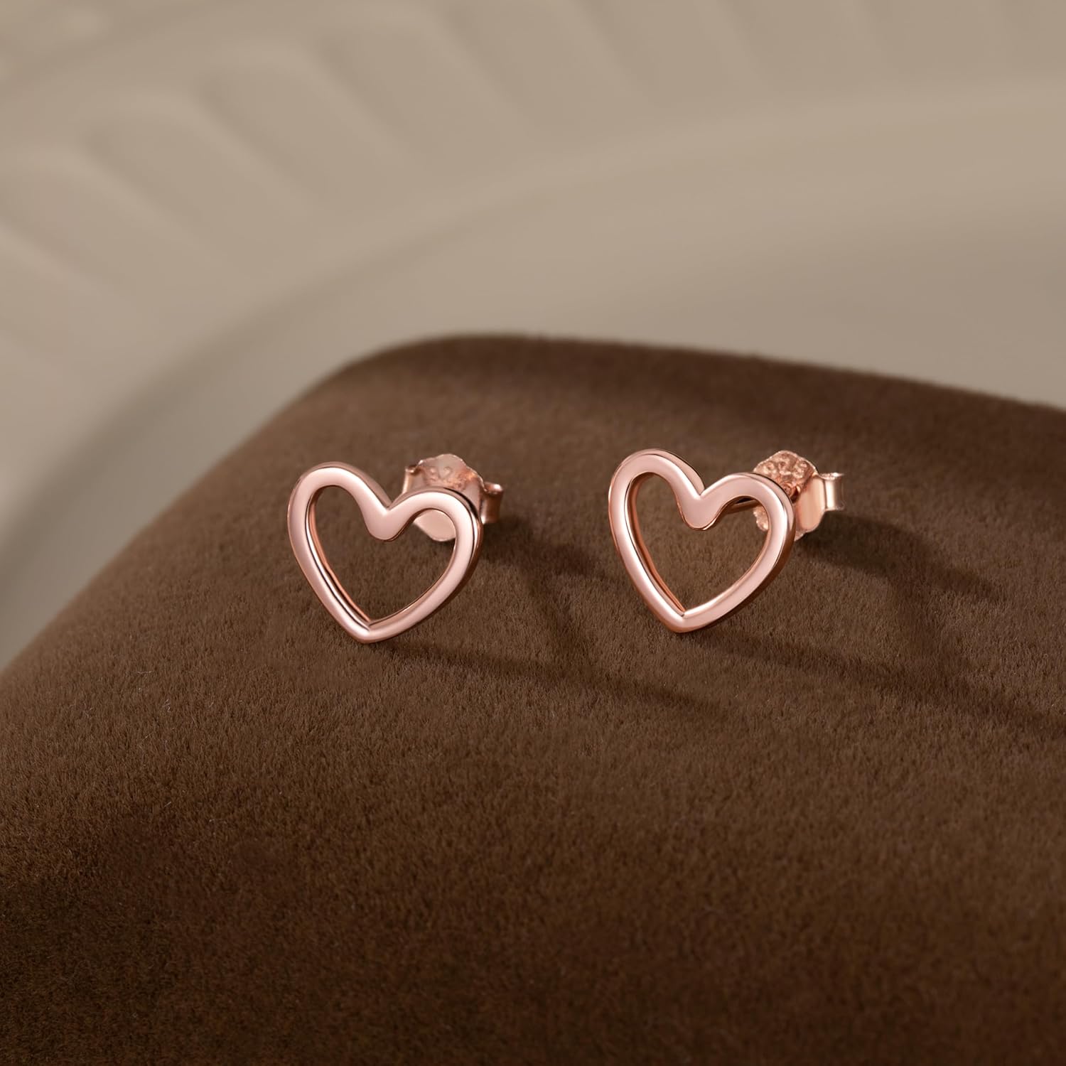 Reffeer Solid 925 Sterling Silver Open Heart Earrings Stud for Women Teen Girls Cute Heart Stud Earrings Hypoallergenic - Image 6