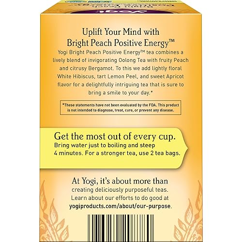 Miniatura 3 de Yogi Té  Té brillante de bergamota de melocotón (paquete de 4)  Apoya niveles elevados de estado de ánimo y energía  con extracto de Oolong y té