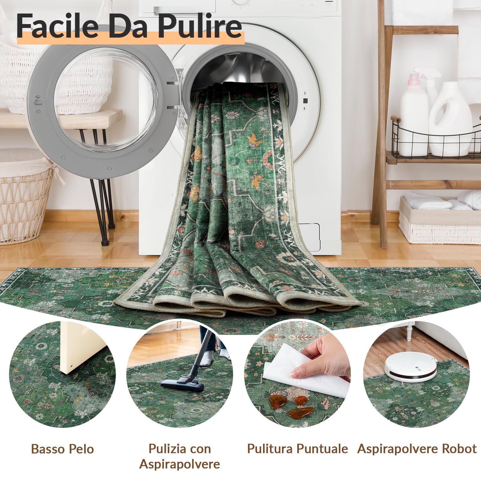 INOVADAY Marocchino Tappeto 90x150 cm Antiscivolo Verde Scuro Verde Scuro