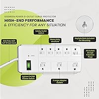 Vista 4 de Go Green Power (GG-18316WH) Protector de sobretensiones de 8 tomas, color blanco