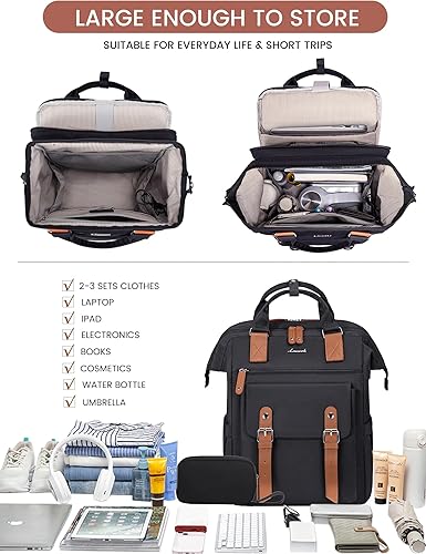 Miniatura 4 de LOVEVOOK Mochila para laptop para mujer, mochila de trabajo para profesores con compartimento para laptop, bolsas de enfermera, mochila para
