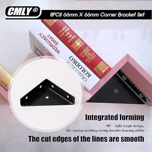 Miniatura 10 de 10 soportes de esquina de 1.496 in x 1.496 in para madera, soportes de esquina de metal, soporte de estante triangular, soporte de ángulo negro,