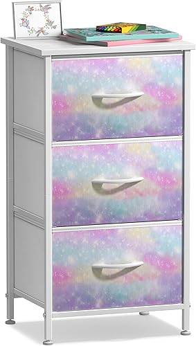 Miniatura 12 de Sorbus Cómoda para niños con 5 cajones, organizador de cofre de almacenamiento, mesita de noche, marco de acero, parte superior de madera,