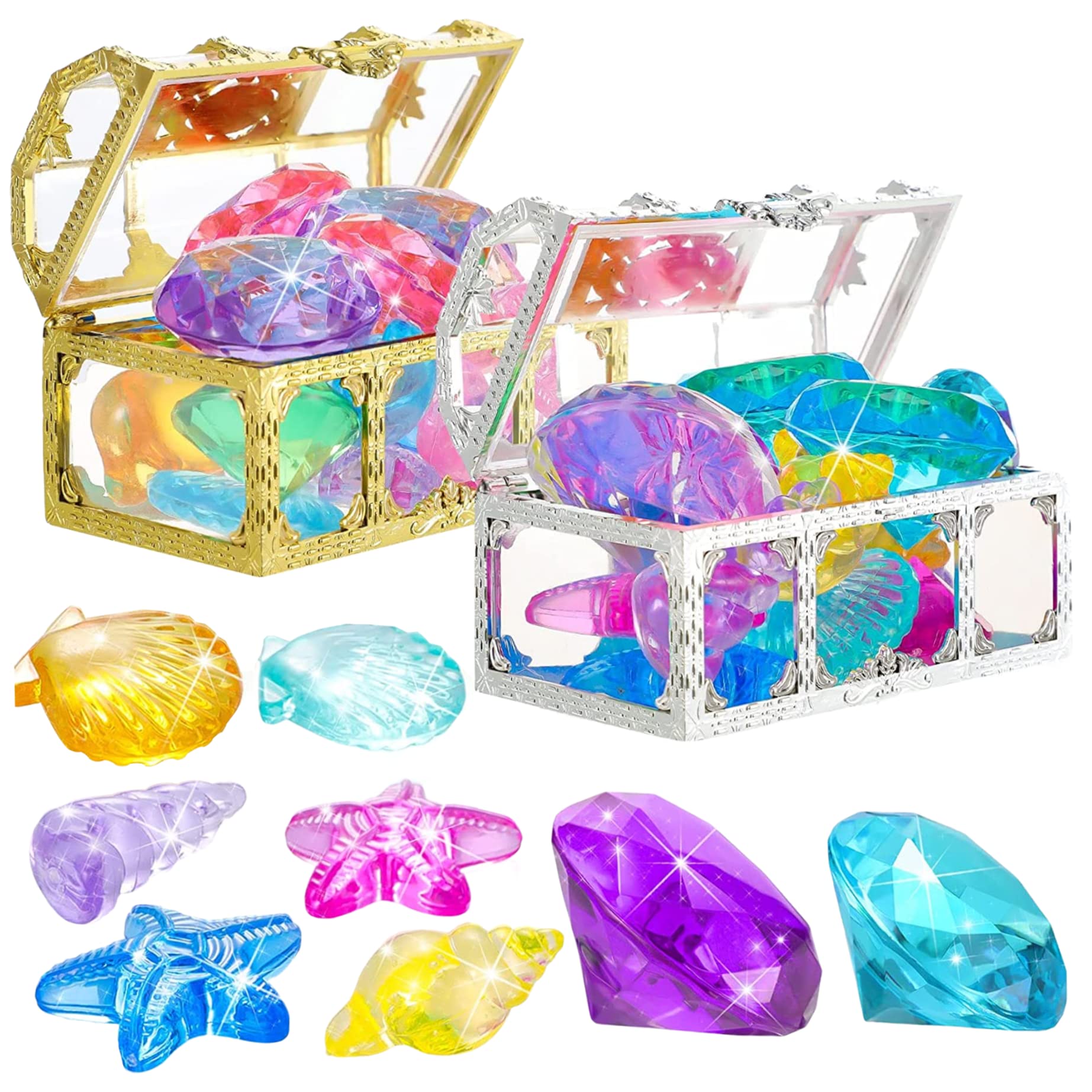 Juguetes de Buceo Juguetes de Agua Juguetes de Piscina Coloridas natación de Verano Juguetes de Buceo con Cajas de Cofre del Tesoro Juego de Juguetes para la Piscina 26 Piezas de Piscina Juguetes