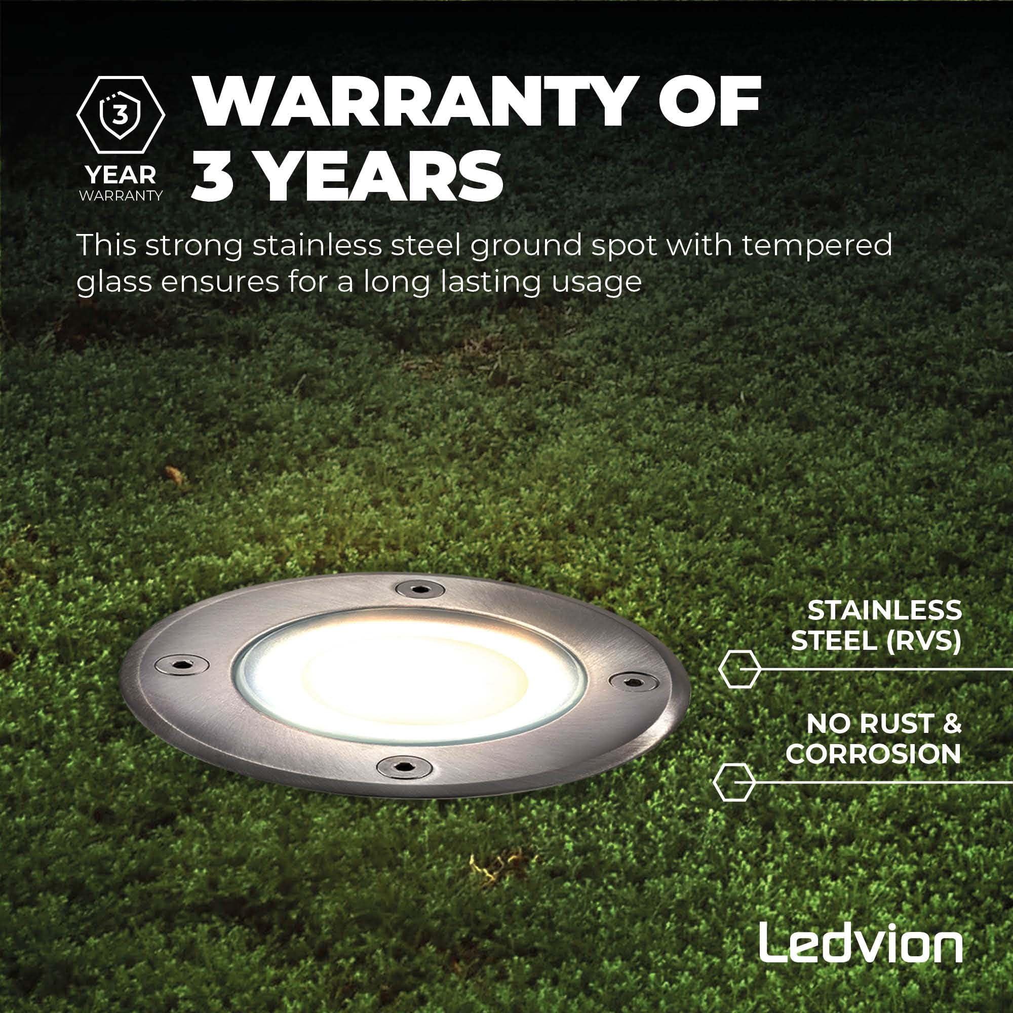 Ledvion 3 Pack LED Outdoor Ground Light IP67 3W 230V 345Lm 4000K GU10, Neutral White, 3x - Image 6