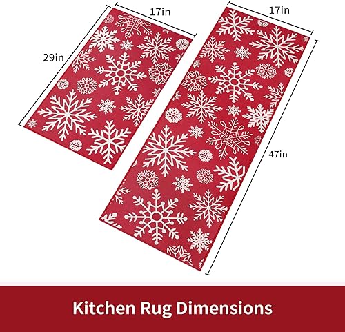 Miniatura 3 de CAROMIO Alfombras y tapetes de cocina de Navidad antideslizantes para el piso de la cocina, alfombra de pasillo de cocina delante del fregadero,