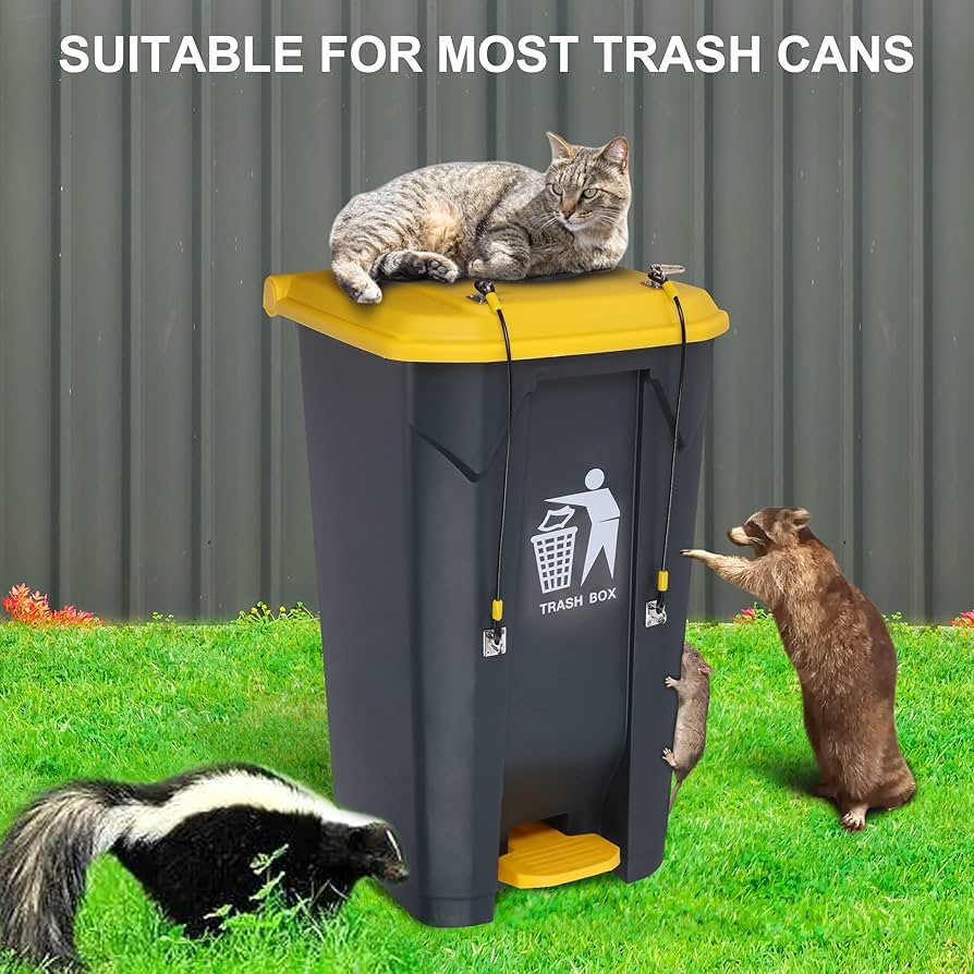 Trash Can Lock,Garbage Can Lock For Animal Fits 30-50 Gallon Bin,Adjustable Trash Can Lid Lock/Strap With Metal Claw 2pc