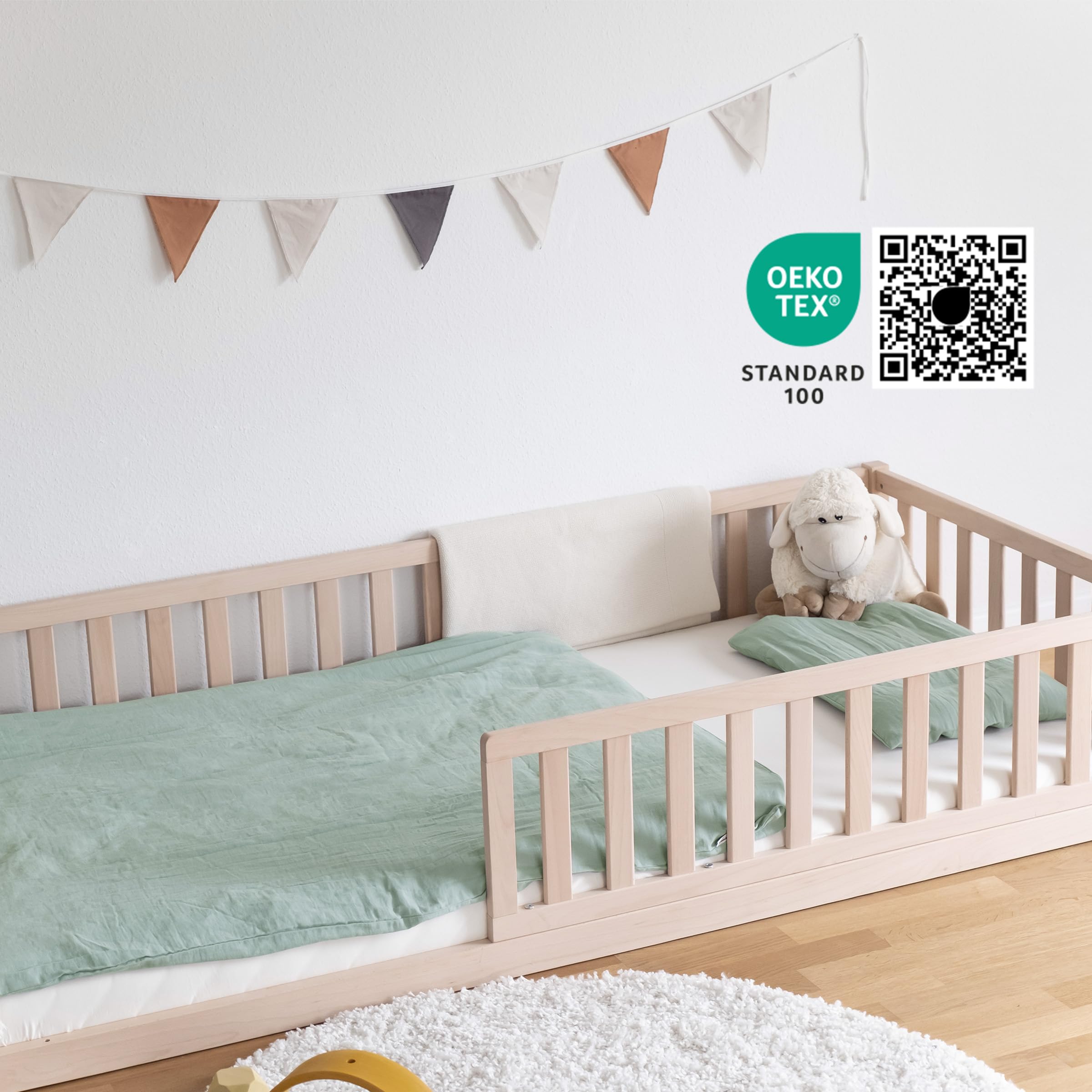 Ehrenkind® Bettwäsche-Set Musselin | 100% Bio-Baumwolle | Standard 100 by Oeko-TEX | 100x135cm + 40x60cm Jade | Bettwäsche 135x100