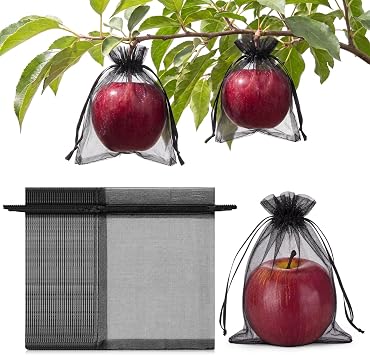 Sabary 100 Pcs Fruit Protection Bags, Fruit Netting Bags Garden Cover Mesh Netting Bag with Drawstring for Protecting Vegetables, Tomato, Strawberry, Trees, and Flower, 5x7 Inch