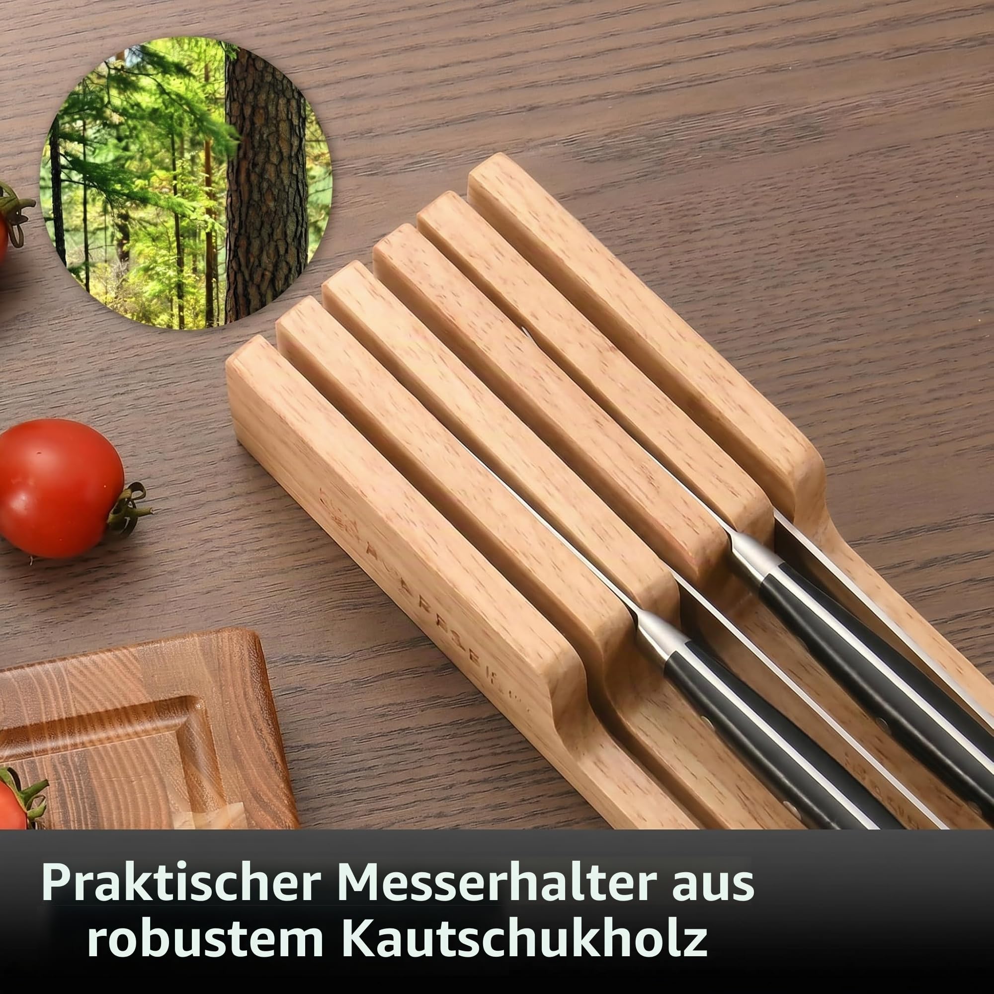 Kombischublade Messeraufbewahrung, 6-teiliges Küchenmesserset, Deutscher Stahl Messerset