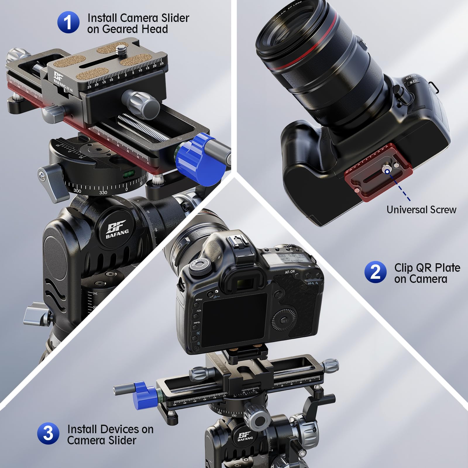 Makro Fokussierschiene für Makrofotografie, Makro Einstellschlitten/Macro Focusing Rail/Kameraschiene mit Schnellwechselplatte Klemme, 150 mm Kamera-Schieber, Maximale Belastung 8 kg