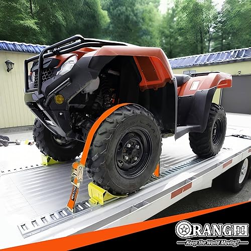 Miniatura 6 de ORANGEE Paquete de 4 correas de trinquete E Track de 4500 libras de resistencia a la rotura para contenedores, furgonetas de carga, carga de