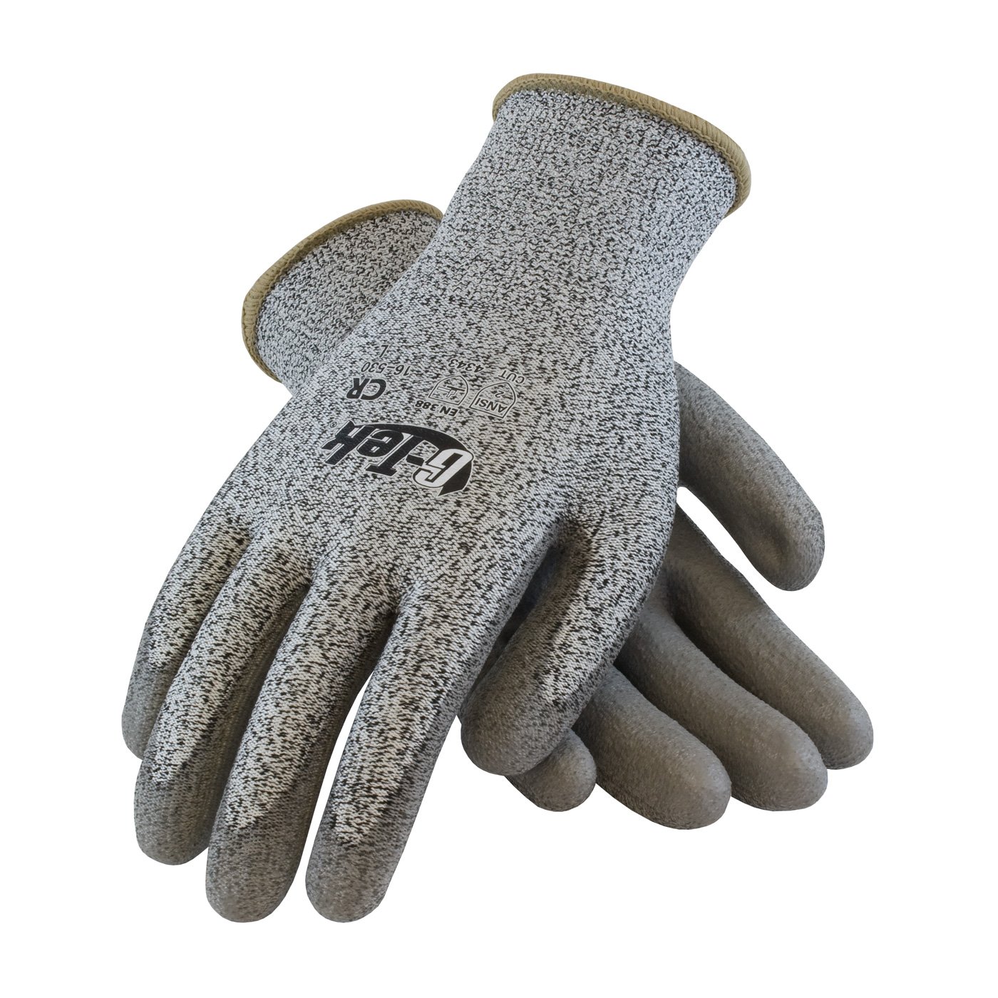 G-Tek 16-530 M Seamless Knit PolyKor Blended Glove with Polyurethane Coated Flat Grip on Palm Fingers