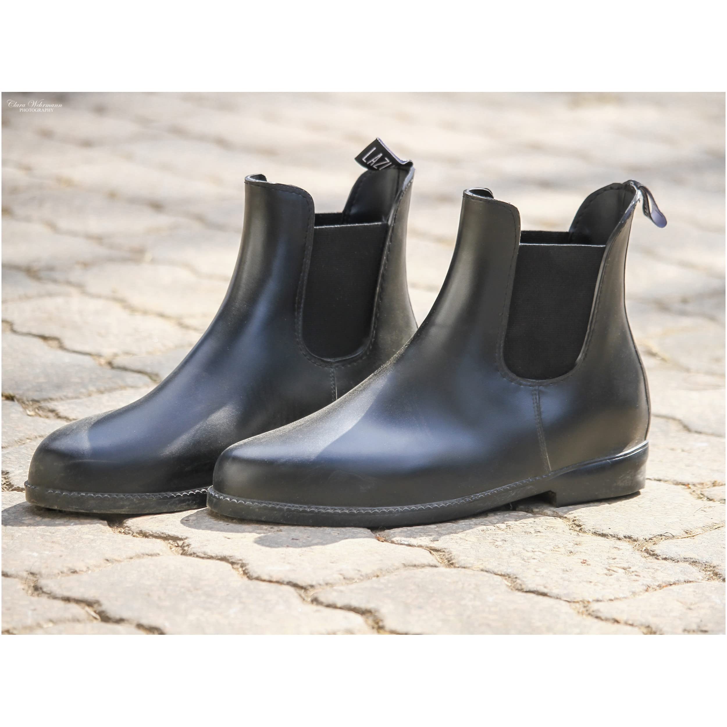 Lazura - Jodhpur Reitstiefelette Basic | Kinder, Herren & Damen Stiefeletten | mit Elastikeinsatz & Pull-On | schwarze Chelsea Boots aus Kunstleder | Reitschuhe in Größe 28-45