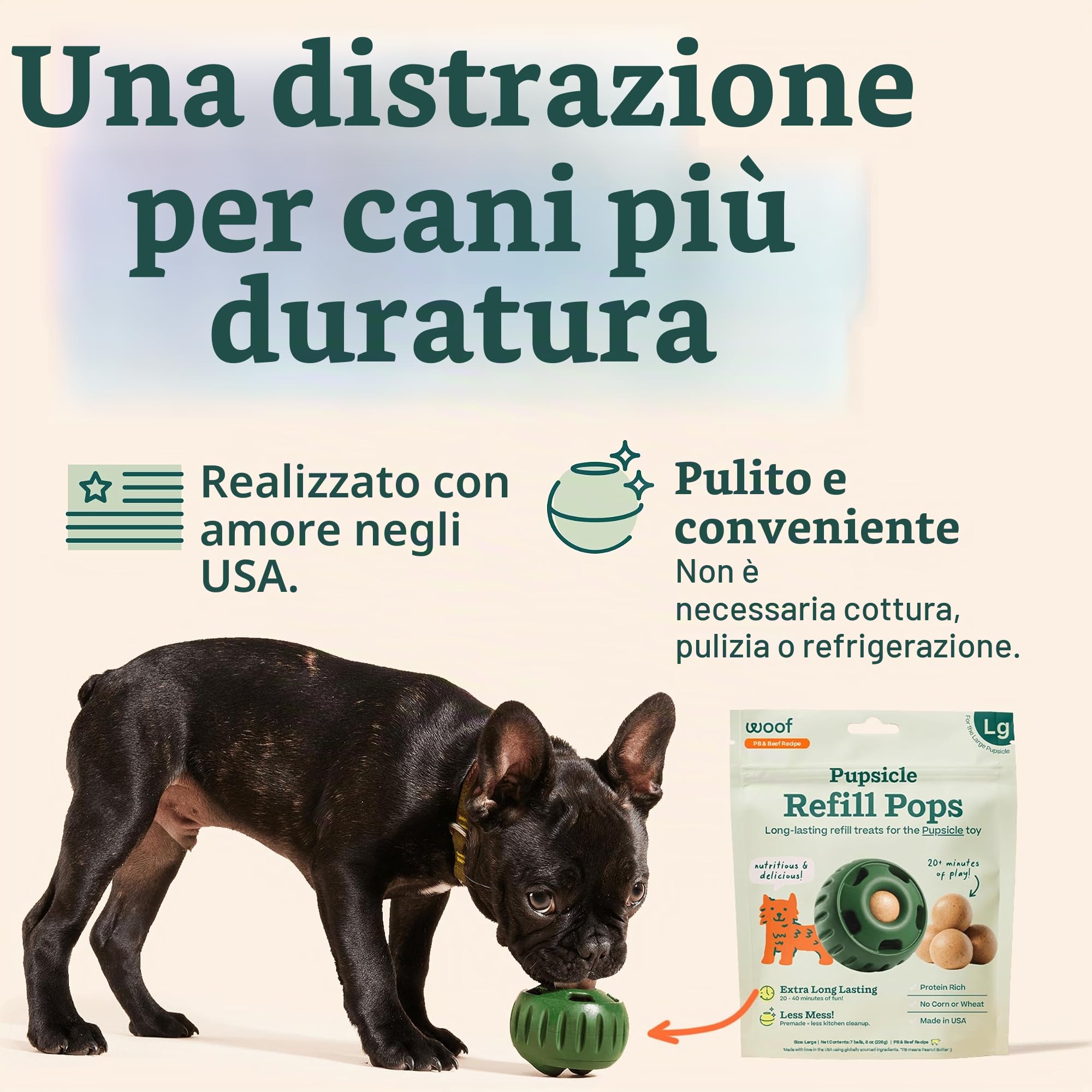 WOOF Pupsicle Pops, Deliziosi dolcetti per cani di lunga durata, ricambi per la pupsicle, prelibatezze di ricambio prefabbricate per cani, ingredienti naturali, dolcetti per animali domestici
