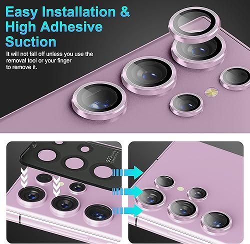 Miniatura 12 de [Paquete de 5+5] para Samsung Galaxy S23 Ultra, protector de lente de cámara de vidrio templado 9H, protector de pantalla de cámara para S23 Ultra