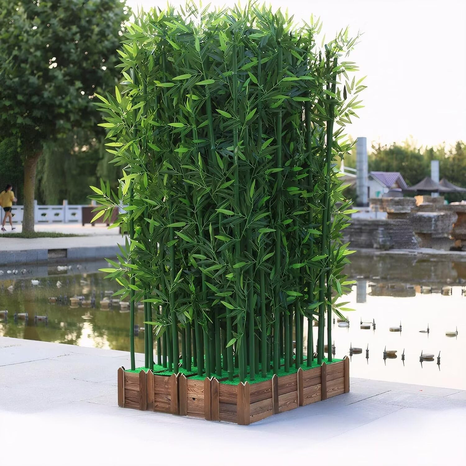 Bambou Artificiel Professionnel – Grands Arbres de Bambou artificiels avec Pot – Brise-Vue pour Restaurants, Bureaux et hôtels – Résistant aux intempéries, Traitement Anti-UV