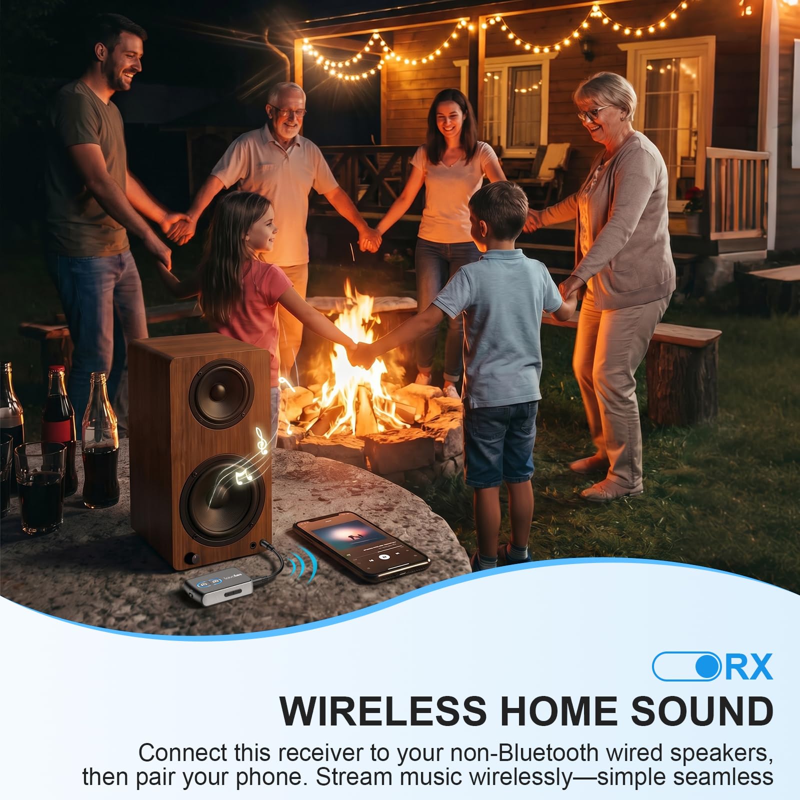 Receptor transmisor Bluetooth 5.3 para TV a auriculares inalámbricos, doble enlace aptX adaptable/LL/HD audio, adaptador AUX Bluetooth 2 en 1 para estéreo doméstico, barco, gimnasio, MP3