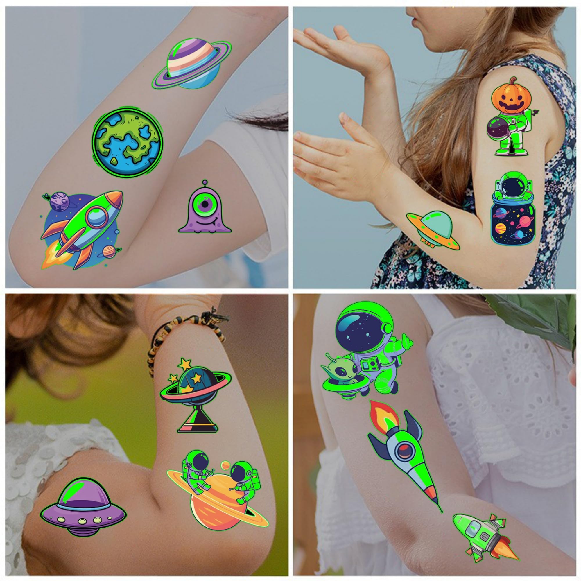 Planet Tattoos for Kids,10 Sheets Temporary Tattoos Party Bags Fillers for Kids Tattoos Boys Glow in The Dark Stickers Space Toys for Boys 3 4 5 6 7 8 9 10 11 12 Year Old Boys Gifts Party Favours - Image 4