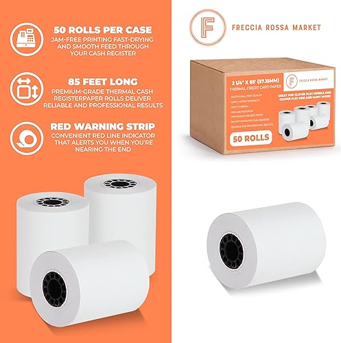 Miniatura 3 de Papel para tarjetas de crédito térmicas de 2 1/4 "X 85" para usar con algunos modelos Verifone, Omni, Hypercom y First Data, sin BPA Paquete de 50