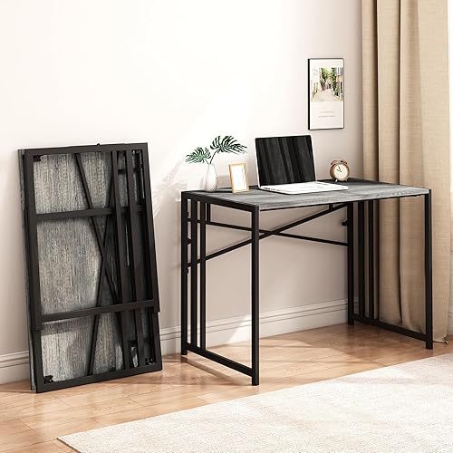 Miniatura 3 de Escritorio plegable para computadora pequeño, mesa plegable para oficina en casa, estación de trabajo para juegos de escritura y estudio simple para