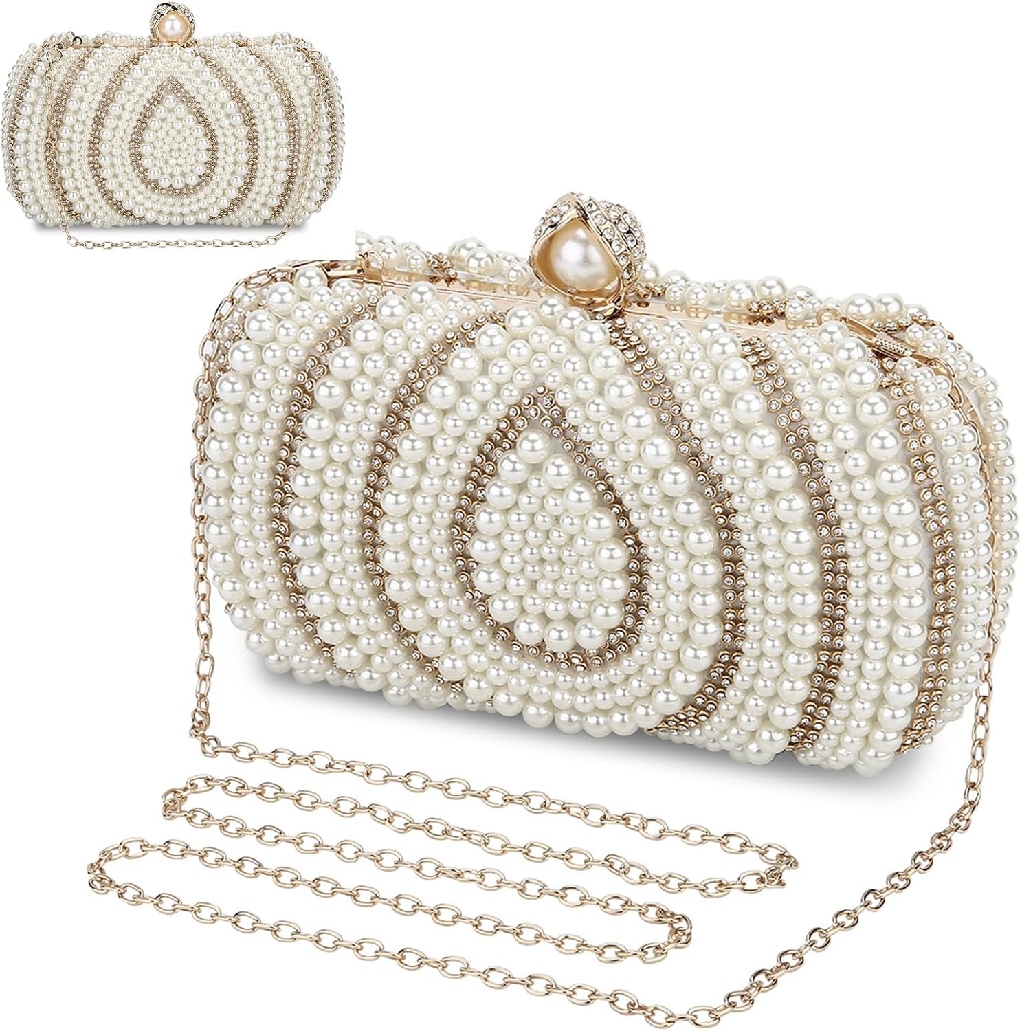 UBORSE Beaded Clutch Evening Bags for Women Formal Bridal Wedding Clutch Purse