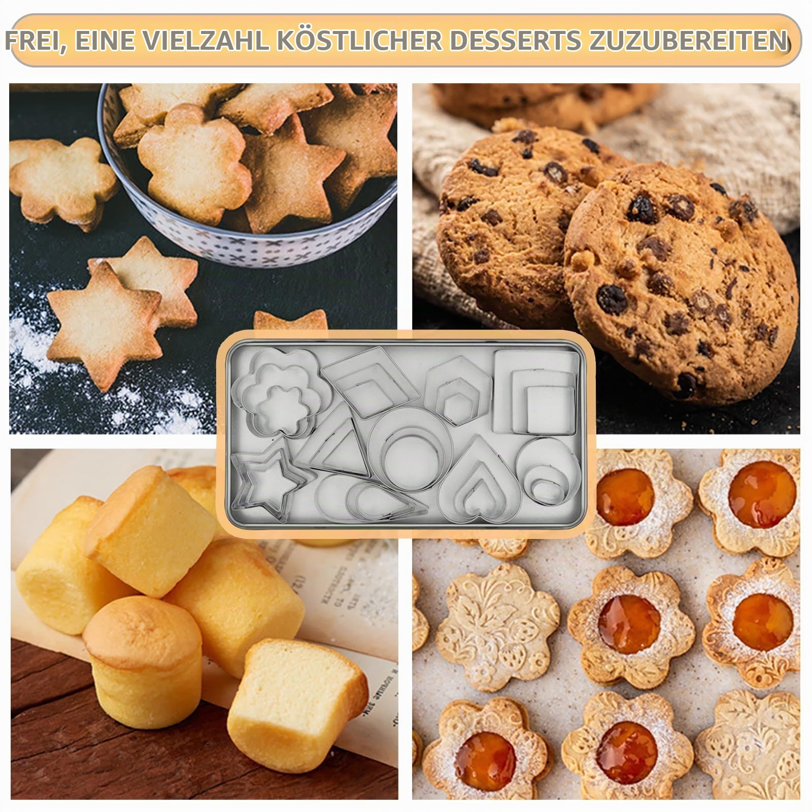 BGOBTY Plätzchen Ausstecher Mini,30 Stück Kleine Keksausstecher aus Edelstahl,10 Formen Metall Cookie Cutter,Geometrische Ausstechformen Set,DIY Tools für Keks,Plätzchen,Tortendekorationen Küche, Haushalt & Wohnen